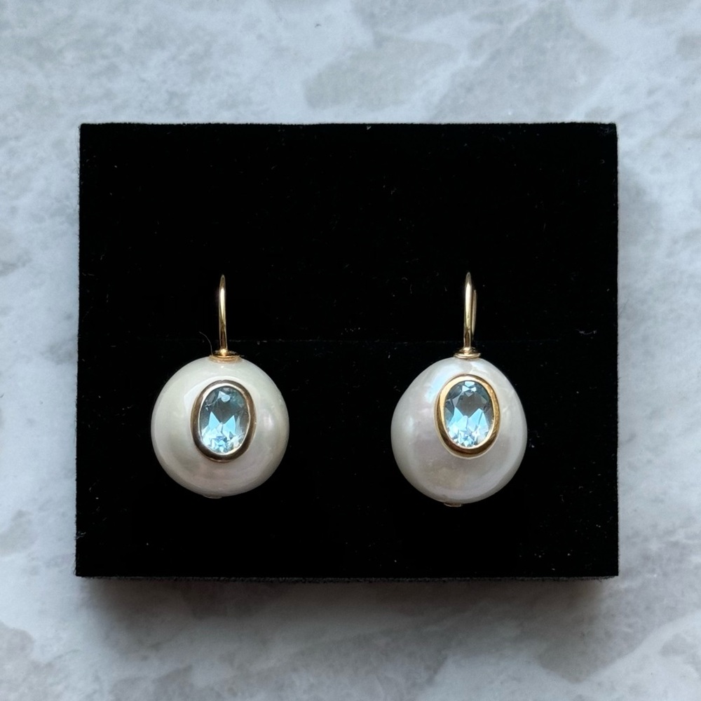 Lizzie Fortunato Pablo Earrings (Blue Topaz & Pearl)